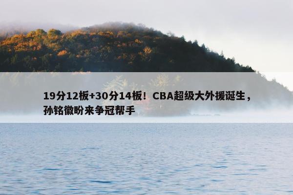 19分12板+30分14板！CBA超级大外援诞生，孙铭徽盼来争冠帮手