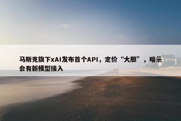 马斯克旗下xAI发布首个API，定价“大胆”，暗示会有新模型接入