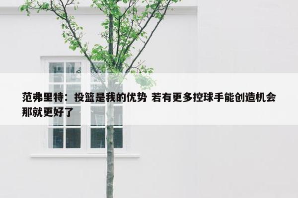 范弗里特：投篮是我的优势 若有更多控球手能创造机会那就更好了