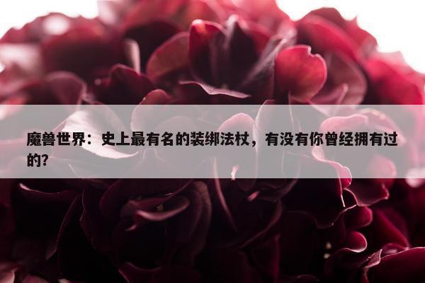 魔兽世界：史上最有名的装绑法杖，有没有你曾经拥有过的？