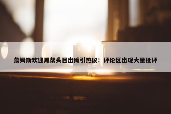 詹姆斯欢迎黑帮头目出狱引热议：评论区出现大量批评