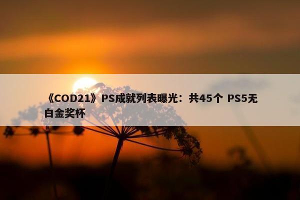 《COD21》PS成就列表曝光：共45个 PS5无白金奖杯