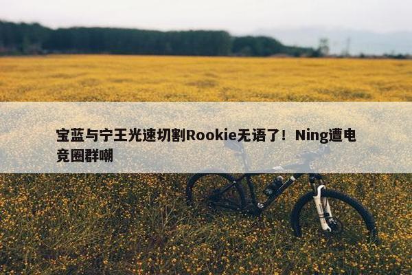 宝蓝与宁王光速切割Rookie无语了！Ning遭电竞圈群嘲