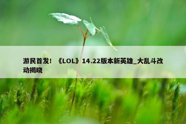 游民首发！《LOL》14.22版本新英雄_大乱斗改动揭晓