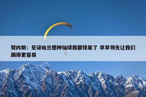 努内斯：见证哈兰德神仙球我都惊呆了 早早领先让我们踢得更容易