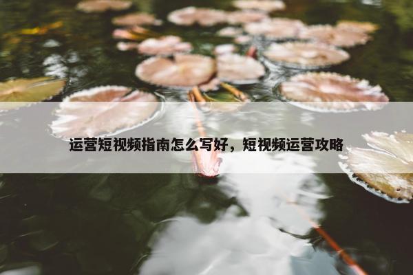 运营短视频指南怎么写好，短视频运营攻略