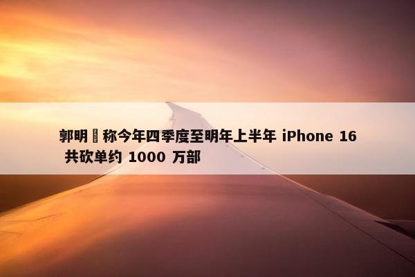 郭明錤称今年四季度至明年上半年 iPhone 16 共砍单约 1000 万部