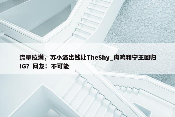 流量拉满，苏小洛出钱让TheShy_肉鸡和宁王回归IG？网友：不可能