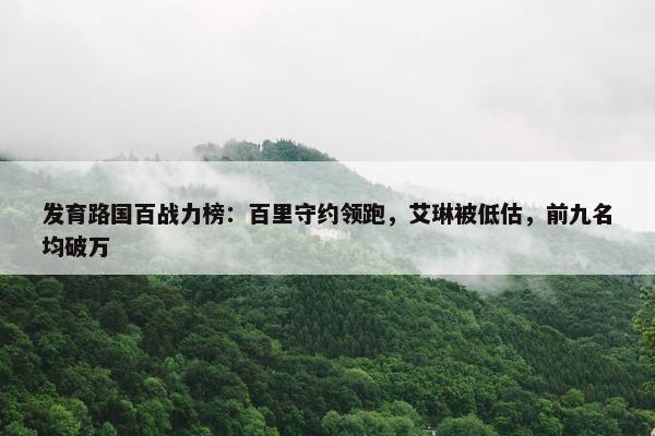 发育路国百战力榜：百里守约领跑，艾琳被低估，前九名均破万