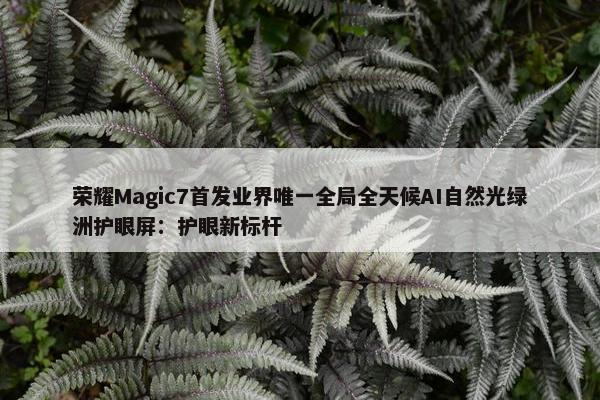 荣耀Magic7首发业界唯一全局全天候AI自然光绿洲护眼屏：护眼新标杆