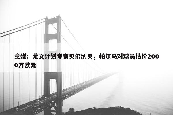 意媒：尤文计划考察贝尔纳贝，帕尔马对球员估价2000万欧元