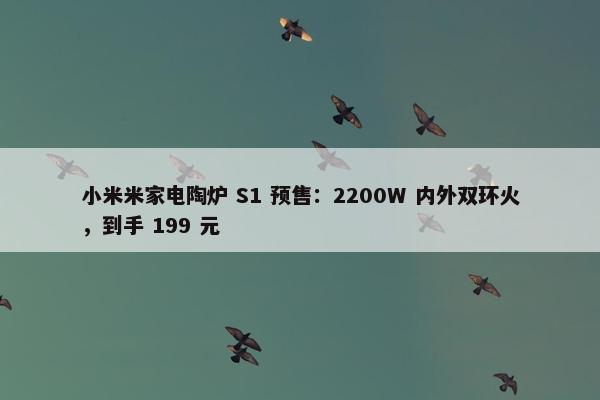 小米米家电陶炉 S1 预售：2200W 内外双环火，到手 199 元