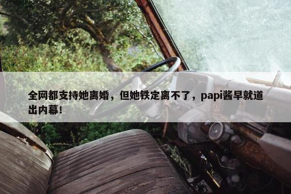 全网都支持她离婚，但她铁定离不了，papi酱早就道出内幕！