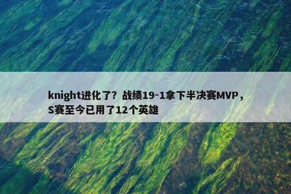 knight进化了？战绩19-1拿下半决赛MVP，S赛至今已用了12个英雄