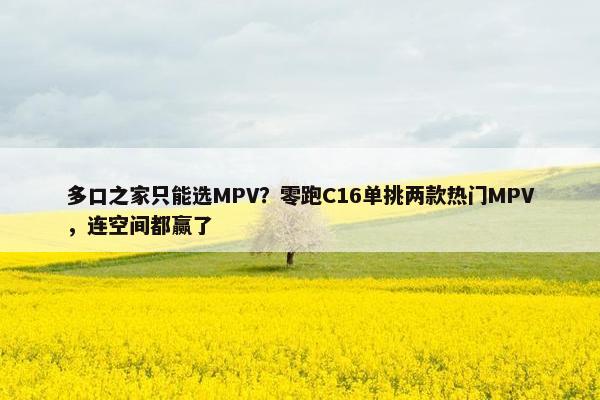 多口之家只能选MPV？零跑C16单挑两款热门MPV，连空间都赢了