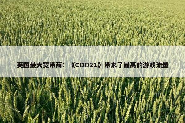 英国最大宽带商：《COD21》带来了最高的游戏流量