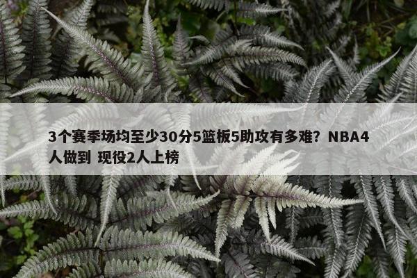 3个赛季场均至少30分5篮板5助攻有多难？NBA4人做到 现役2人上榜