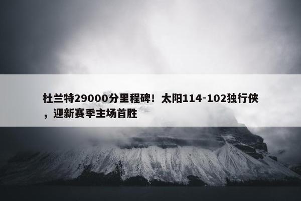 杜兰特29000分里程碑！太阳114-102独行侠，迎新赛季主场首胜