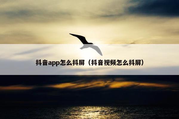 抖音app怎么抖屏（抖音视频怎么抖屏）