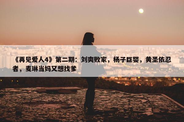 《再见爱人4》第二期：刘爽败家，杨子巨婴，黄圣依忍者，麦琳当妈又想找爹