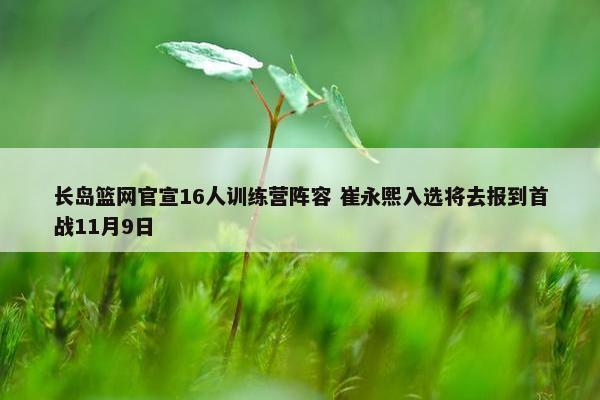 长岛篮网官宣16人训练营阵容 崔永熙入选将去报到首战11月9日