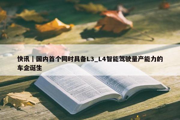 快讯｜国内首个同时具备L3_L4智能驾驶量产能力的车企诞生