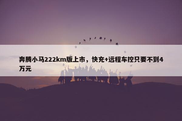 奔腾小马222km版上市，快充+远程车控只要不到4万元