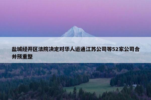 盐城经开区法院决定对华人运通江苏公司等52家公司合并预重整