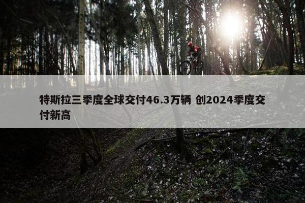 特斯拉三季度全球交付46.3万辆 创2024季度交付新高