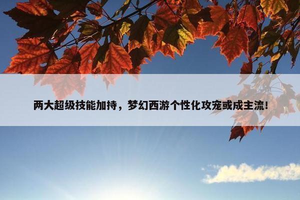 两大超级技能加持，梦幻西游个性化攻宠或成主流！