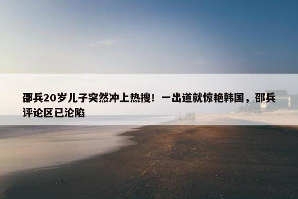 邵兵20岁儿子突然冲上热搜！一出道就惊艳韩国，邵兵评论区已沦陷