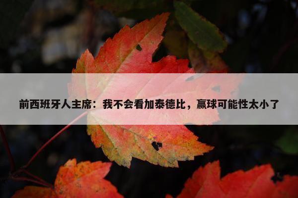 前西班牙人主席：我不会看加泰德比，赢球可能性太小了