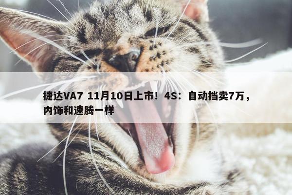 捷达VA7 11月10日上市！4S：自动挡卖7万，内饰和速腾一样