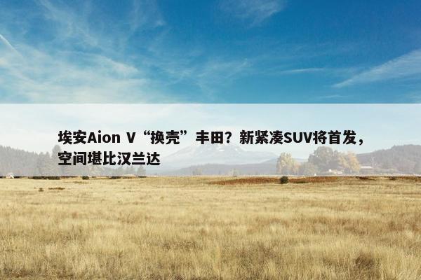 埃安Aion V“换壳”丰田？新紧凑SUV将首发，空间堪比汉兰达