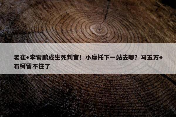 老崔+李霄鹏成生死判官！小摩托下一站去哪？马五万+石柯留不住了