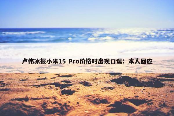 卢伟冰报小米15 Pro价格时出现口误：本人回应