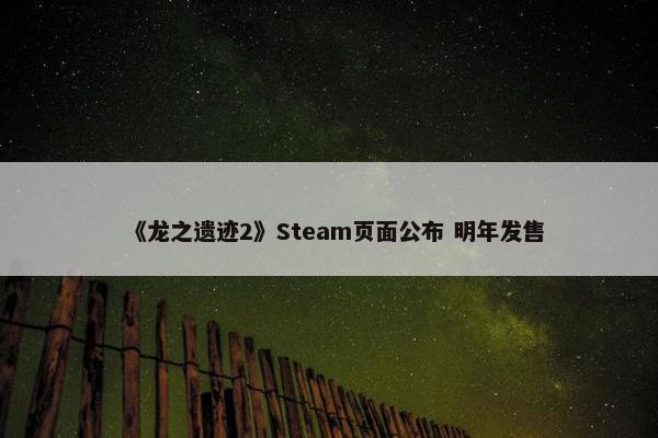 《龙之遗迹2》Steam页面公布 明年发售