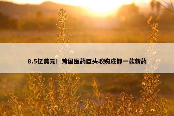 8.5亿美元！跨国医药巨头收购成都一款新药