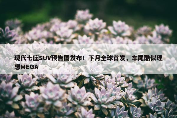 现代七座SUV预告图发布！下月全球首发，车尾酷似理想MEGA