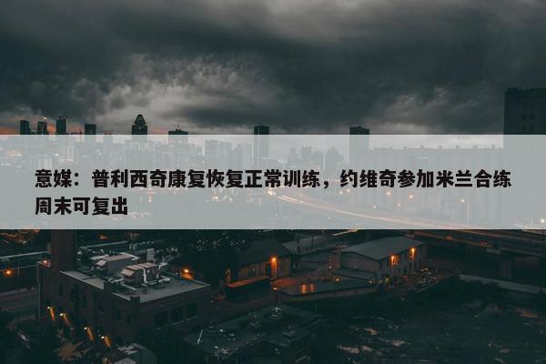 意媒：普利西奇康复恢复正常训练，约维奇参加米兰合练周末可复出