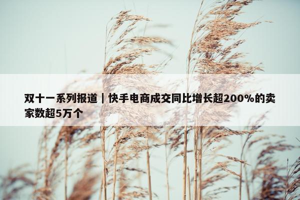 双十一系列报道｜快手电商成交同比增长超200%的卖家数超5万个