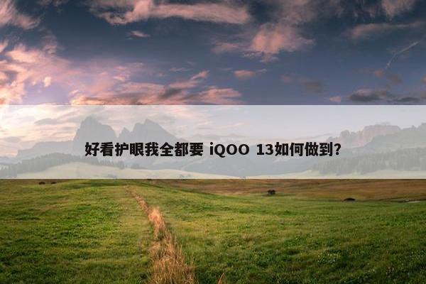 好看护眼我全都要 iQOO 13如何做到？