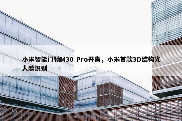 小米智能门锁M30 Pro开售，小米首款3D结构光人脸识别