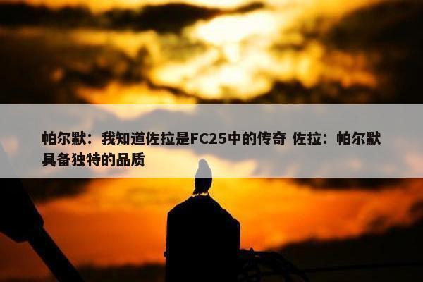 帕尔默：我知道佐拉是FC25中的传奇 佐拉：帕尔默具备独特的品质