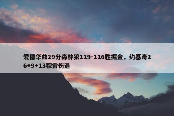 爱德华兹29分森林狼119-116胜掘金，约基奇26+9+13穆雷伤退