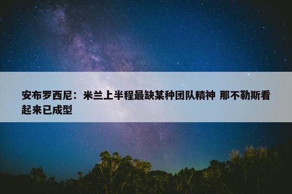 安布罗西尼：米兰上半程最缺某种团队精神 那不勒斯看起来已成型