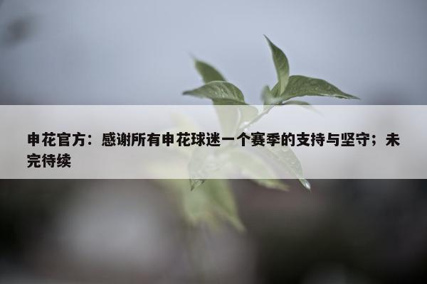 申花官方：感谢所有申花球迷一个赛季的支持与坚守；未完待续