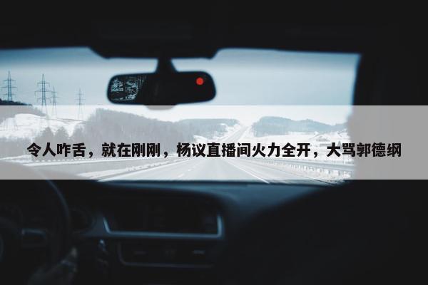 令人咋舌，就在刚刚，杨议直播间火力全开，大骂郭德纲