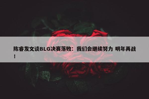 陈睿发文谈BLG决赛落败：我们会继续努力 明年再战！