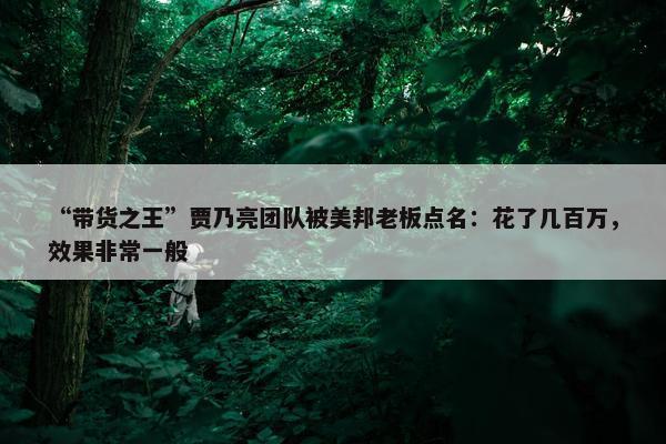 “带货之王”贾乃亮团队被美邦老板点名：花了几百万，效果非常一般